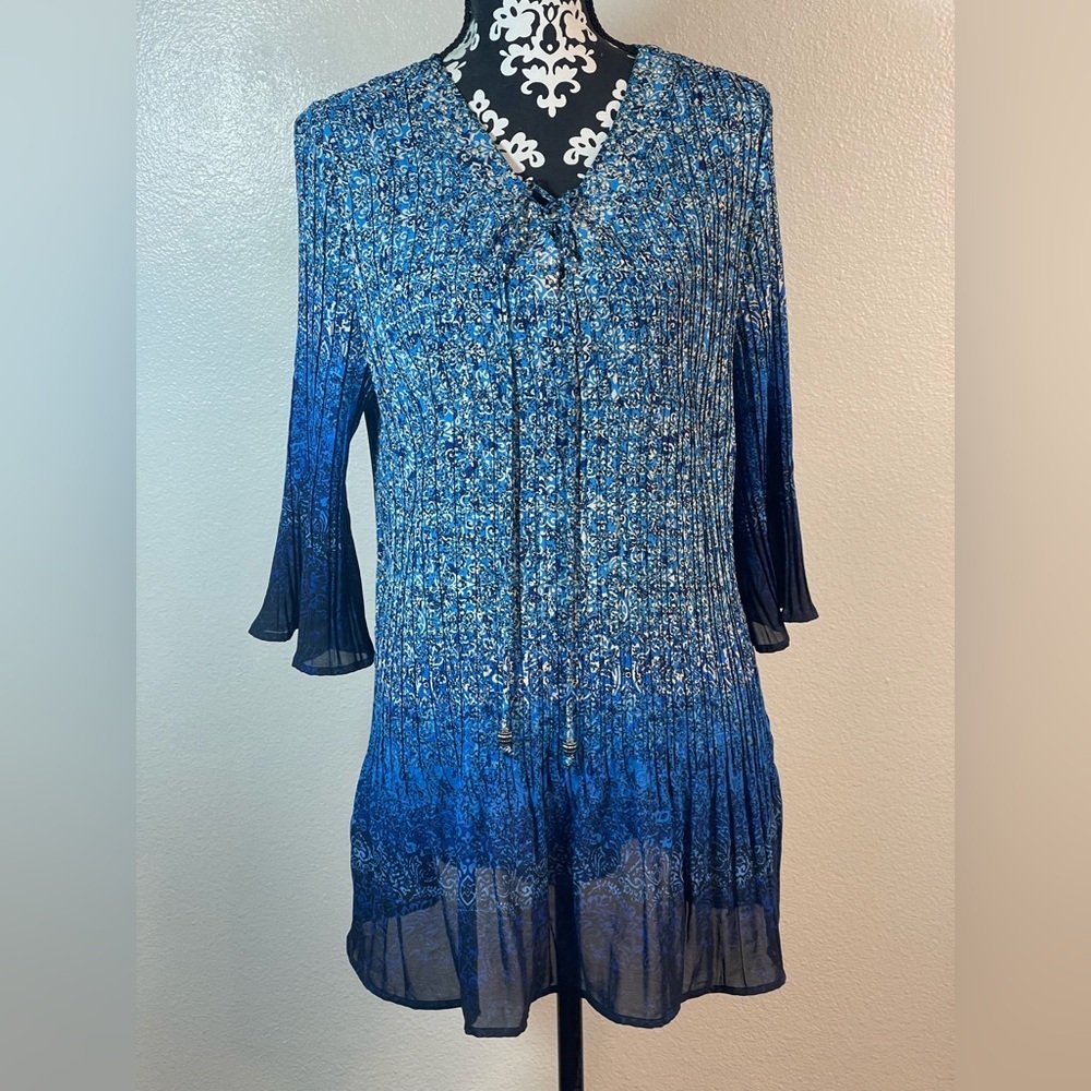 Catherines Blue Patterned Blouse​​